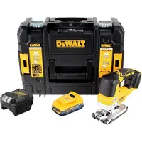DeWalt DCS 334 E1T Scie sauteuse oscillante sans fil 18 V Brushless + 1x batterie Powerstack 1,7 Ah + chargeur + TSTAK