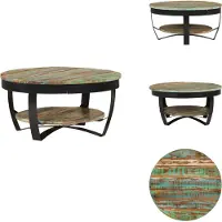 vidaXL Table basse avec étagère Vieux bois massif 65x32 cm - Tables basses