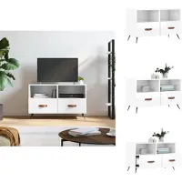 vidaXL Armoire TV Blanc brillant 80x36x50 cm Bois composite - Meuble TV