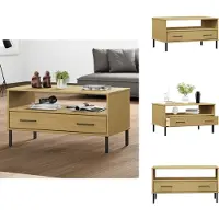 vidaXL Table basse OSLO avec pieds en métal brun 85x50x45 cm Bois massif - Tables basses