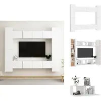 vidaXL Ensemble de 8 meubles TV Blanc Matériau dérivé du bois - Meubles TV