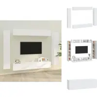 vidaXL Ensemble de 8 meubles TV Blanc Matériau dérivé du bois - Meubles TV