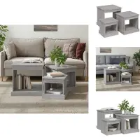 vidaXL Tables de salon 3 pcs. Gris Sonoma Matériau dérivé du bois - Tables basses