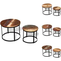 vidaXL Ensemble de 2 tables basses en vieux bois massif Rond 40cm/50cm - Tables basses