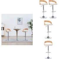 vidaXL Tabouret de bar 2 pcs. Crème Blanc Similicuir et bois courbé - Tabouret de bar