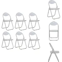 The Living Store Chaise de salle à manger pliante 6 pcs. Blanc Similicuir
