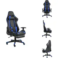 vidaXL Chaise de jeu avec repose-pieds Pivotant Bleu PVC - Fauteuil de jeu