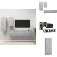 vidaXL Ensemble de 4 meubles TV gris béton panneau de particules - Meubles TV