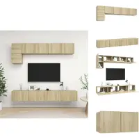 vidaXL Ensemble de 5 meubles TV Chêne Sonoma Matériau dérivé du bois - Meuble TV