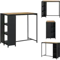 vidaXL Table de bar avec étagère Noir 120x60x110 cm Poly Rotin - Tables de salle à manger