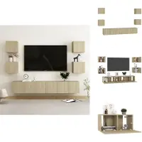 vidaXL Ensemble de 7 meubles TV Chêne Sonoma Matériau dérivé du bois - Meuble TV