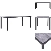 vidaXL Table de salle à manger noir et gris béton 200 x 100 x 75 cm MDF - Tables de salle à manger
