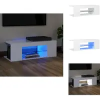 vidaXL Armoire TV avec lampes LED Blanc 90x39x30 cm - Meuble TV