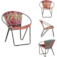 vidaXL Chaise Tissu Chindi multicolore - Fauteuil