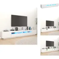 vidaXL Armoire TV avec lampes LED Blanc 260x35x40cm - Meuble TV