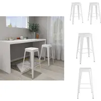 vidaXL Tabouret de bar empilable 2 pcs. Blanc Métal - Tabouret de bar