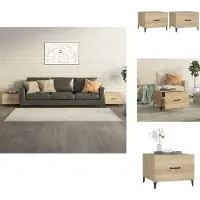vidaXL Tables basses avec pieds métalliques 2 pcs. chêne Sonoma 50x50x40 cm - Tables basses