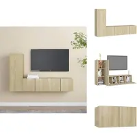 vidaXL Ensemble de 3 meubles TV Chêne Sonoma Matériau dérivé du bois - Meuble TV