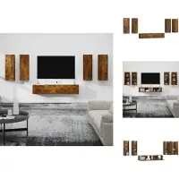 vidaXL Ensemble de meubles TV 6 pièces chêne fumé bois composite - Meubles TV