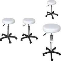 vidaXL Tabouret de bureau 2 pcs. Blanc 35,5x84 cm similicuir - Chaises de bureau