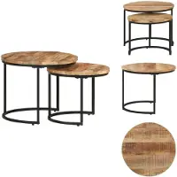 vidaXL Tables de salon 2 pcs. Bois de manguier brut - Tables basses