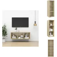 vidaXL Armoire TV murale Chêne Sonoma 37x37x107 cm Bois composite - Meuble TV
