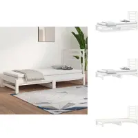 vidaXL Lit de jour Extensible Blanc 2x(90x200) cm Pin massif - Lits et Sommiers