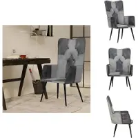 vidaXL Fauteuil à oreilles Gris Cuir véritable - Fauteuil