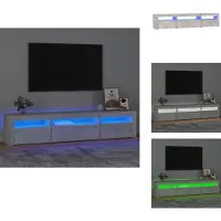 vidaXL Armoire TV avec lampes LED gris béton 195x35x40 cm - Meuble TV