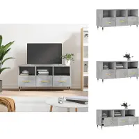 vidaXL Armoire TV gris béton 102x36x50 cm Bois composite - Meuble TV