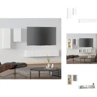 vidaXL Ensemble de meubles TV 4 pièces Blanc Matériau dérivé du bois - Meubles TV