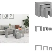 vidaXL Tables gigognes 3 pcs. gris béton Bois composite - Tables basses