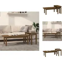 vidaXL Ensemble de 2 tables basses en pin massif brun miel - Tables basses