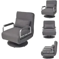 vidaXL Fauteuil pivotant et canapé-lit Tissu gris foncé - Fauteuil