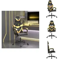 vidaXL Chaise de jeu Pivotante Noir et Or Similicuir - Fauteuil de jeu