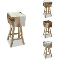 vidaXL Tabouret de bar cuir véritable et bois massif teck - Tabouret de bar