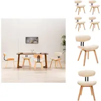 vidaXL Chaises de salle à manger 4 pcs. Crème Bois courbé et similicuir - Chaises de salle à manger