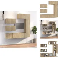 vidaXL Ensemble de 6 meubles TV Chêne Sonoma Matériau dérivé du bois - Meuble TV
