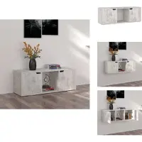 vidaXL Armoire TV gris béton 88,5x27,5x30,5 cm Bois composite - Meuble TV