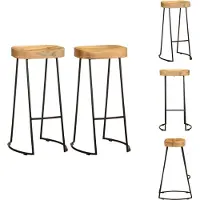 vidaXL Tabouret de bar 2 pcs. en bois massif de manguier - Tabouret de bar