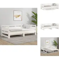 vidaXL Lit de jour Extensible Blanc Pin massif 2x(90x200) cm - Lits et Sommiers