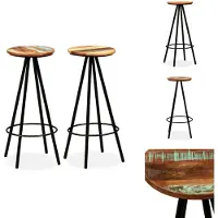 vidaXL Barhocker 2 Stk. Massives Altholz - Barhocker