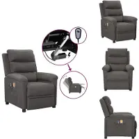 vidaXL Fauteuil de massage électrique gris foncé Tissu - Fauteuil de massage