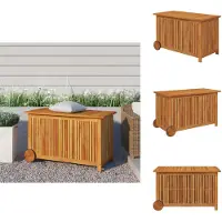 vidaXL Coffre de jardin avec roulettes 90x50x58 cm Bois massif acacia - Coffres de jardin
