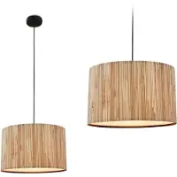 Briloner Slama Lampe à suspendre, abat-jour en jonc de mer, style boho, douille E27, naturel, Ø35 x 128 cm