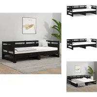 vidaXL Lit de jour Extensible Noir Pin massif 2x(80x200) cm - Lits et Sommiers