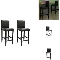 vidaXL Tabouret de bar 2 pcs. noir similicuir - Tabouret de bar