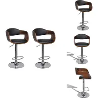vidaXL Tabouret de bar 2 pcs. noir bois courbé et cuir synthétique - Tabouret de bar