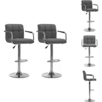 vidaXL Tabouret de bar 2 pcs tissu gris clair - Tabouret de bar