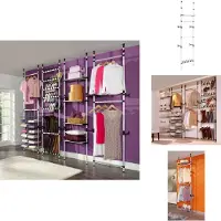 vidaXL Vestiaire télescopique avec tringles et étagère Aluminium - Armoires à vêtements